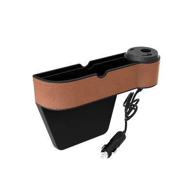 China Car Seat Isofrequency Repeater, PU Leather Car Seat Pocket Side Organizer Car Seat Storage Organize with 2 Chargers and 1 USB Igniter 27.2*9.5*7.6cm for sale