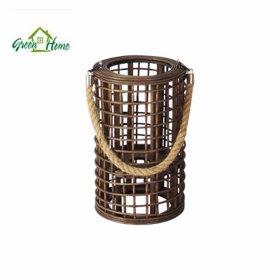 China Eco-Friendly Wooden Pillar Candle Lanterns Decorative Rustic Hanging Candle Holder Farmhouse Lantern for sale