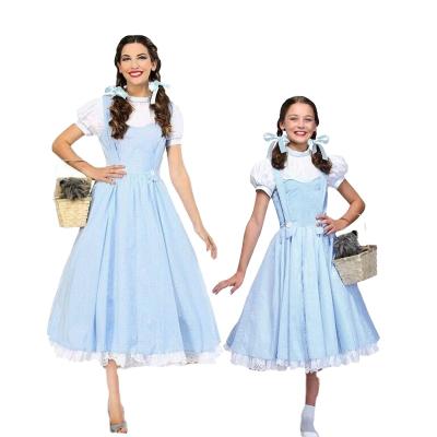 China Long Skirt Maid Maid Serviceable Adult Split Court Uniform Kids Code Halloween Blue Dress for sale