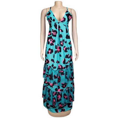 China 2021 Ladies Clothing Fashion Summer Print Breathable Dress Revealed Back Shirtless Dress for sale