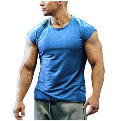 China Anti-wrinkle simple design summer leisure sports tops fitness men's round neck thin short-sleeved push-up tops for sale