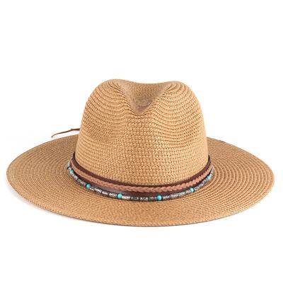 China Panama Professional Modern Jazz Straw Travel Hat Sun Style Character Design Top Hat for sale