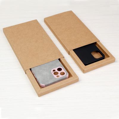 China Recyclable Custom Logo Kraft Drawer Paper Boxes Packaging For Cell Phone Case for sale