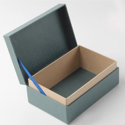 China Handmade High Quality Rectangle Hinged Lid Christmas Paper Box Gift Boxes With Ribbon Backing for sale