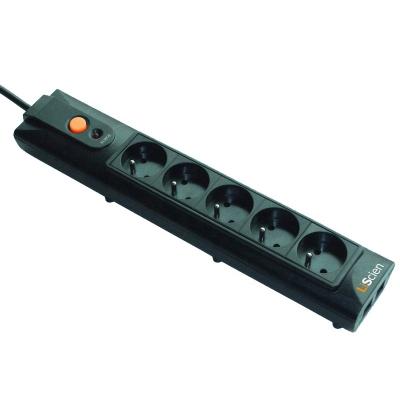 China Commercial 5 French Outlet FR Surge Protector Plug In Multi Power Strip Extension Cord Electrical Outlet for sale