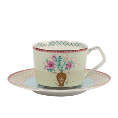 China Top Quality Widely Used Peacock Country Interesting Price Ceramic Tea Cup Saucer Set for sale