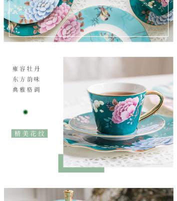 China Professional Wholesale Green Luxury Cup Saucer Set Country Manufacturer Tea Cup for sale