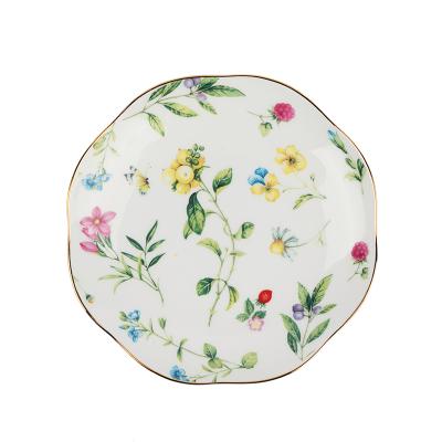 China Contemporary Unique Floral Ruffle Design 6inch Resturant Wedding Bone China Plates Party Dessert Dish Ceramic Dishes for sale