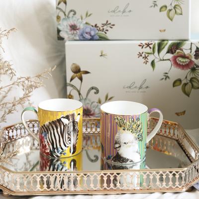 China Viable hot sale creative luxury fine bone china ceramic coffee tea mug with gift box for sale