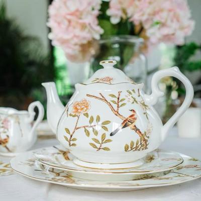 China Viable Modern Luxury High Quality Bone China Ceramic Teapot American Style Afternoon Teapot for sale