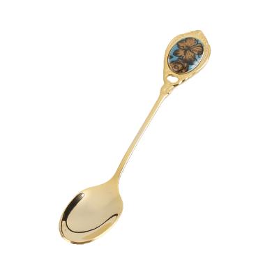 China Colorful Leaves Sakura Coffee Spoons Metal Blue Circle Blue Peacock Country Gentleman for sale