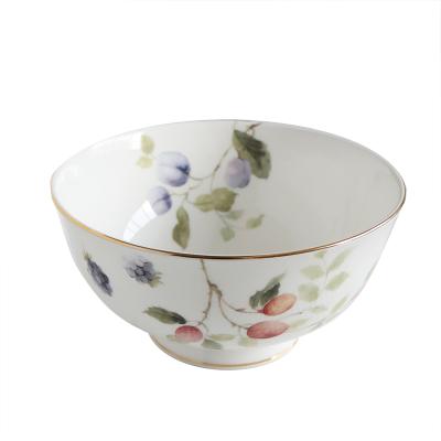 China Good quality western village garden style soft bone china wholesale customized ceramic cereal bowl for sale