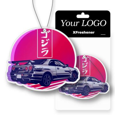 China Luxury Black Color Paper Car Air Freshener Custom Design Ice Cold Scent Hanging Air Freshener Custom Cut To Form Car Air Freshener Custom for sale