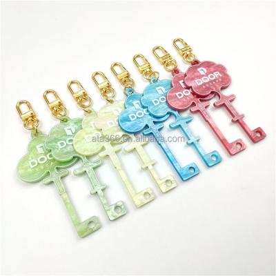 China Promotional Gift Wholesale LOGO Keychain Motel Key Print Key Chain ABS Plastic Type Glitter Acrylic Motel Key Chain for sale