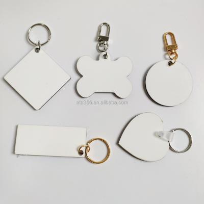 China Decoration custom off mdf sublimation key chain white mute key chain blank wooden chain for souvenirs sublimation uv printing for sale