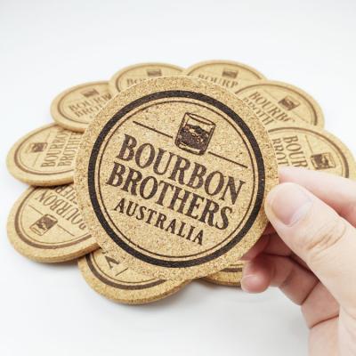 China Viable Wholesale Cork Coaster Square Custom Logo Cork Coasters Round Blank Print Wooden Beer Wine Laser Engrave Design Cork Coaster Blank for sale