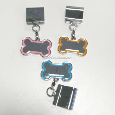 China Viable Custom Wahl Magic Removable Collar Charms Chip Clip Tag Name Tag Dog Charm Holder Silver Plated for sale