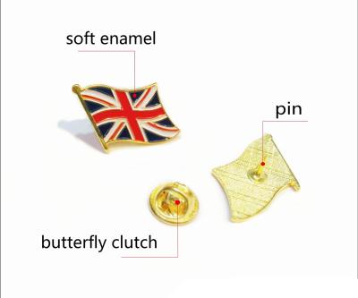 China Europe 2019 Hot Selling Custom National Flags UK Australia Canada America UAE Enamel Satfy Pin Lapel Pin for sale