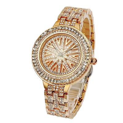 China Diamond Case Luxury Fashion Women's Watch Your Logo Diamond Gold Quartz Women's Wristwatches Custom Water Resistant for sale