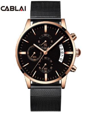 China 2021 Day/Date Fashion Chronograph Calendar Business Watch Men 5 Atm Alloy Simple Watches for sale