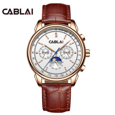 China Custom Waterproof Fashion LOGO 30m Watch Automatic Mechanical Men Water Resistant Leather Watch for sale