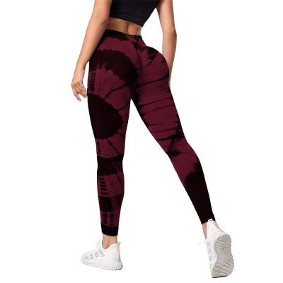 China Popular Gym Seamless High Workout Fitness Tights Gaiters High Waist Sportswear Tie Dye Women Seamless Yoga Pants for sale