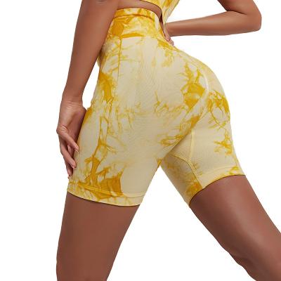 China Breathable Fitness Running Yoga Shorts Tie Dye Elastic Tight Yoga Pants for sale