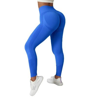 China Breathable Fitness Outdoor Running Pants Hip-Raise Yoga Pants Women's Tight Waist Sports Yoga Seamless Knitted Breathable Pants for sale