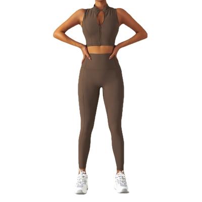 China Long Sleeved Breathable Zipper Yoga Suit For Women Training Tracksuit Fitness Suit, High Intensity Tight Running Set, OEM&ODM for sale