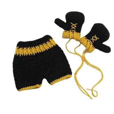 China Breathable Newborn Photography Props Boxing Knitted Pants Suit Studio Photography Clothing for sale