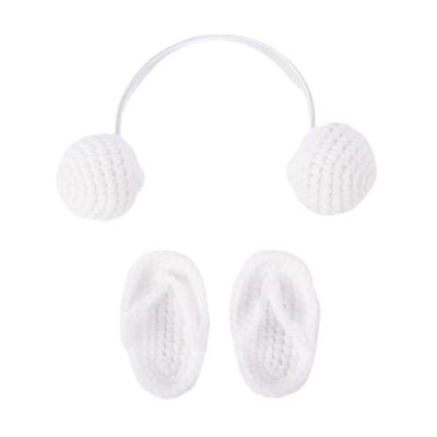 China Fashion New Photography Props Newborn Wool Mini Slippers Headsets Baby Photos Knitting Props for sale