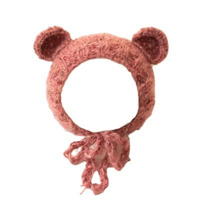 China New Fashion Bear Ears Knitted Hat Cap Photo Studio Multicolor Newborn Infant Props for sale