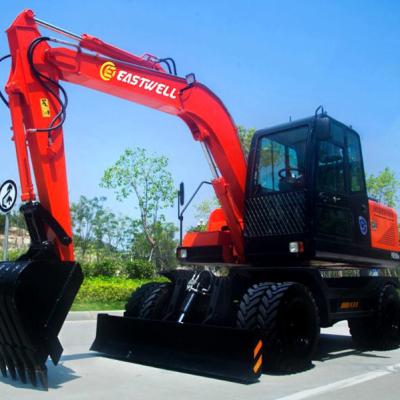 China Hotels Agricultural Digging Machine Eastwell 8 Ton Sale Max Diesel Power Engine Front Rear Wheel Excavator for sale