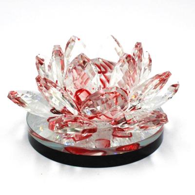 China Europe K9 crystal lotus flower fengshui home decoration with gift box for souvenir for sale