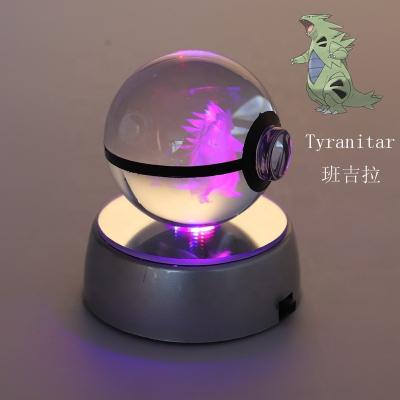 China 3D Laser Crystal Pokemon Ball With Lightbase High Quality Multiple Choice From Europe 50mm 80mm for sale