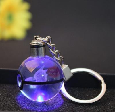 China Fashion For Choise Multi Crystal Pokemon Keychain Led Light Pokemon Go Ball Crystal Poke Ball Keyring For Crystal Pokeball Key Ring Christmas Gifts for sale