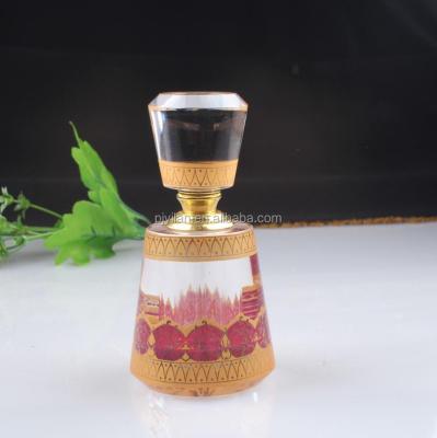 China Islam High Quality Natural Gemstone Essential Oil Rhombus Arabia Water Bottle Europe Crystal Perfume Bottle for sale