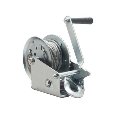 China Hot Sale AUTOMATIC Worm Gear Hand Winch 1200lbs/550kgs Portable Galvanized Manual Rope Winch for sale