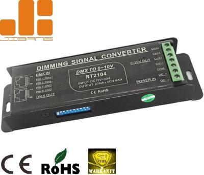 China DMX to 0/1-10V signal converter Shanghai JIBANG DC15-30V input 4CH DMX to 0-10V converter RT2104 for sale