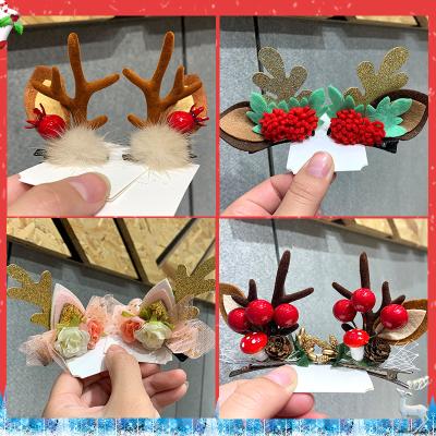 China Hot-selling modern minimalist net red cute hairpin Christmas elk antler girl holiday dress side clip jewelry for sale