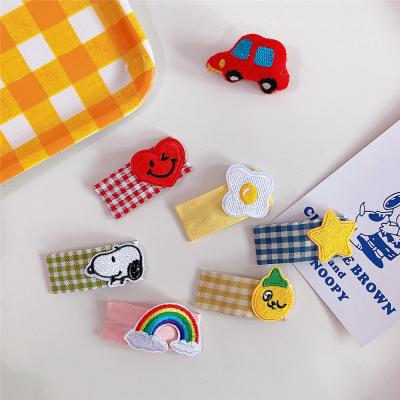 China Minimalist Modern Children's Cloth Princess BB Clip Baby Girl Clip Cartoon Embroidery Rainbow Egg Clip Girl Jewelry for sale