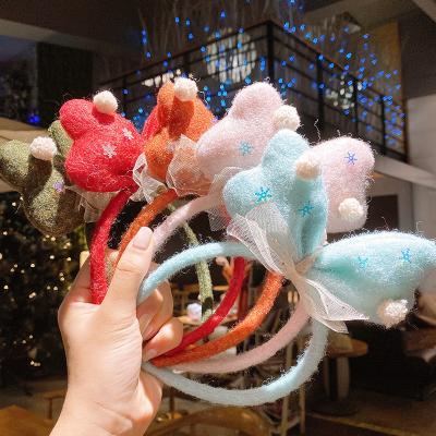 China New Christmas autumn and winter cute children's elk headband hairpin modern minimalist headdress hair accessories three-dimensional bow headband for sale