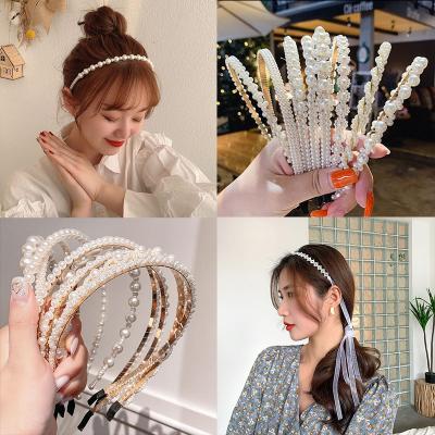 China Senior senator simple and supple female Korean net red head ornament of pearl hyperbole girl retro hair circlet hairpin hair ornament circle for sale