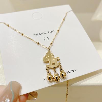 China FASHIONABLE Personality Titanium Steel Female Simple Bell Necklace Design Clavicle Chain Dangling Chain for sale