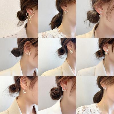 China Korean sense ear jewelry hyperbole retro explosions s925 high needle line silver temperament fresh wind pearl earrings. for sale