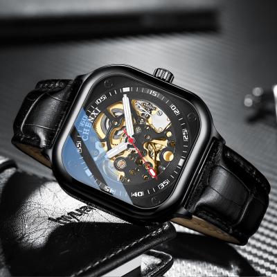 China Men's watch waterproof hollow mechanical men's watch new square explosion fashion automatic mechanical men's watch with vibrato. for sale