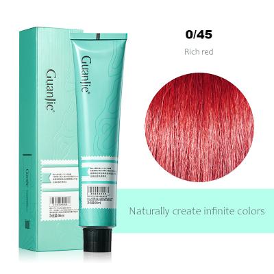 China Rich Red 43 Colors Glitter Permanent Nourishing Organic Hair Dye Change Hair Color Cream for sale