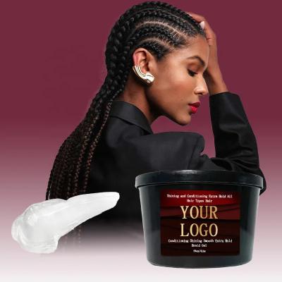 China 64oz Braid Gel For Braid Twist No Flaking Olive Oil Custom Braiding Jam Extra Hold 4C Hair Edge Control for sale