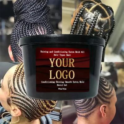 China 64oz Braid Gel For Braid Twist No Flaking Olive Oil Custom Wholesale Braiding Jam Extra Hold 4C Hair Edge Control for sale