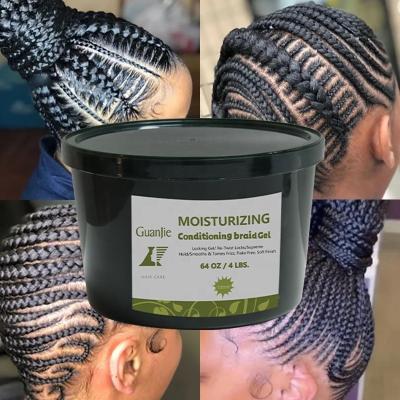 China 64oz Organics Big Size Hold Edge Gel Neat Conditioning Braiding Shining Custom Edge Control Hair Gel Hair Wax For Woman for sale